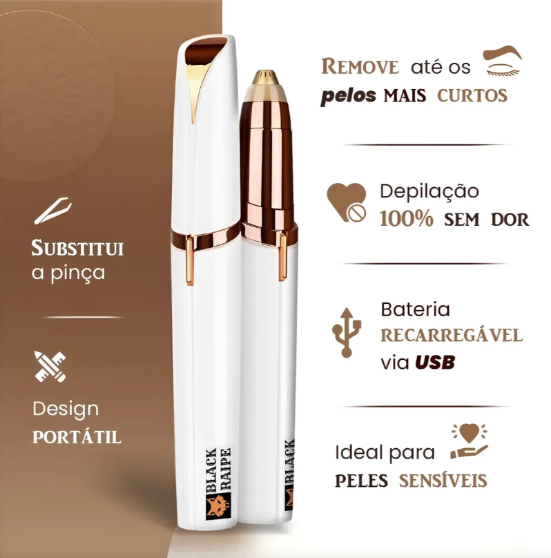 Caneta Depiladora Elétrica DermaVitta — sem dor, recarregável USB, portátil, pele sensível